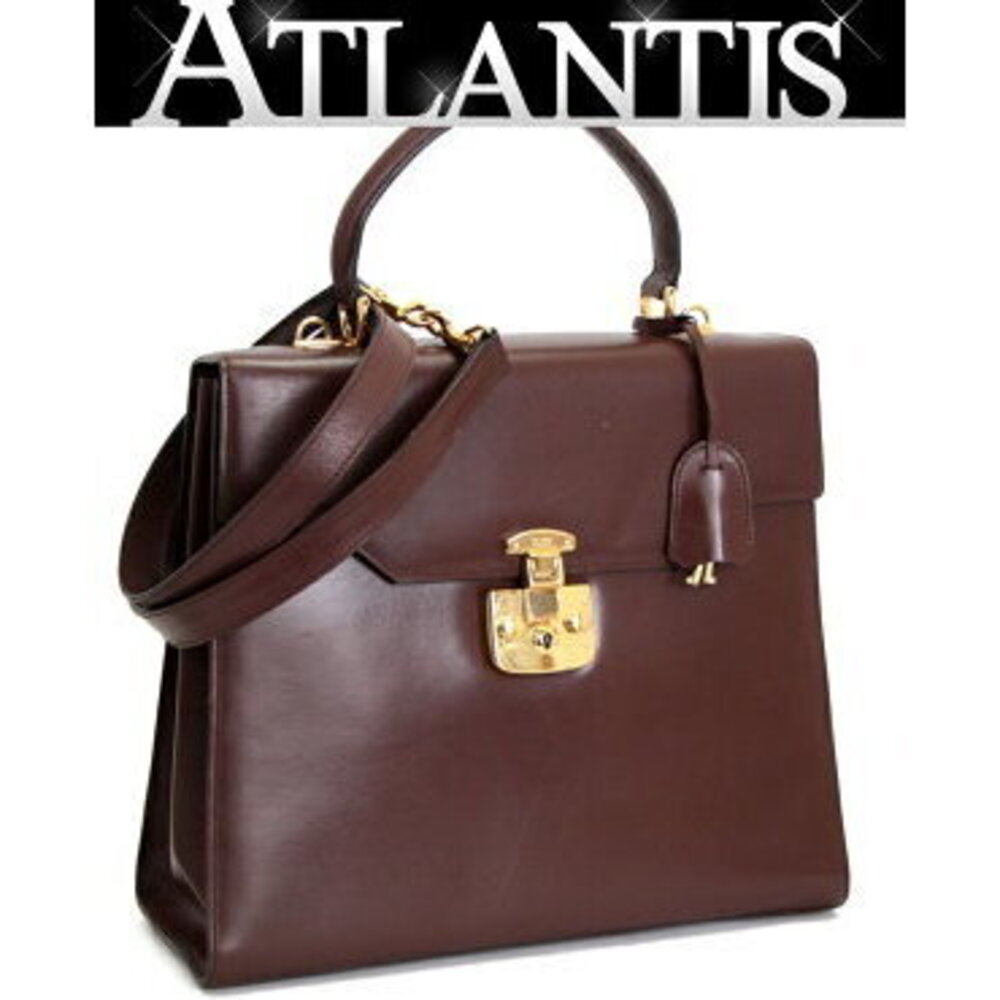 Gucci Lady Lock 2way Handbag Shoulder Bag Brown Leather